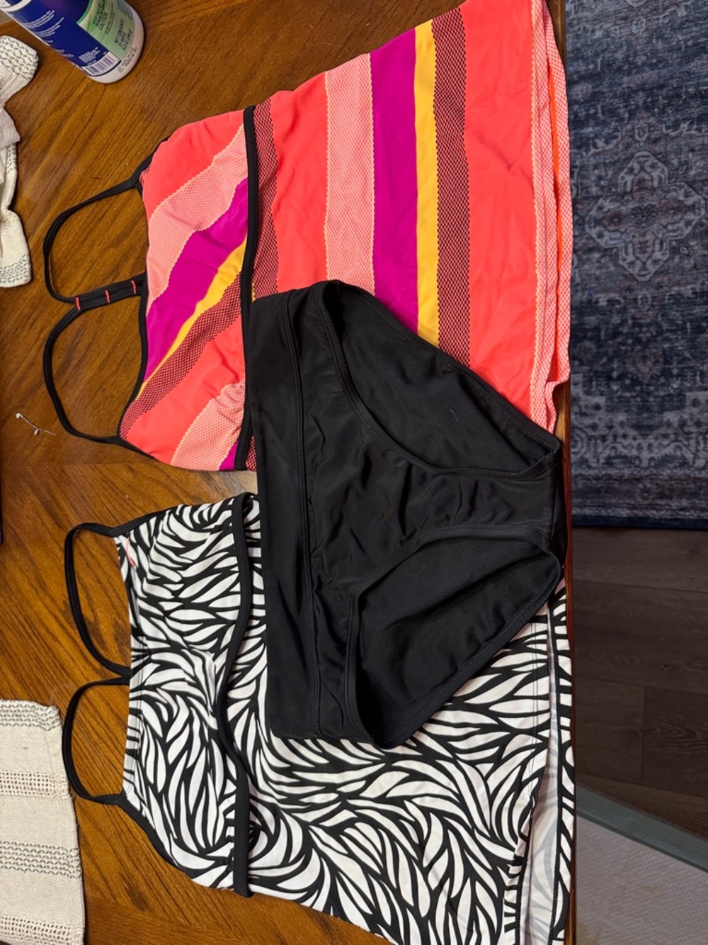 Nike Black and White Swim Set with Zebra Print Accent and Colored Nike Swim top